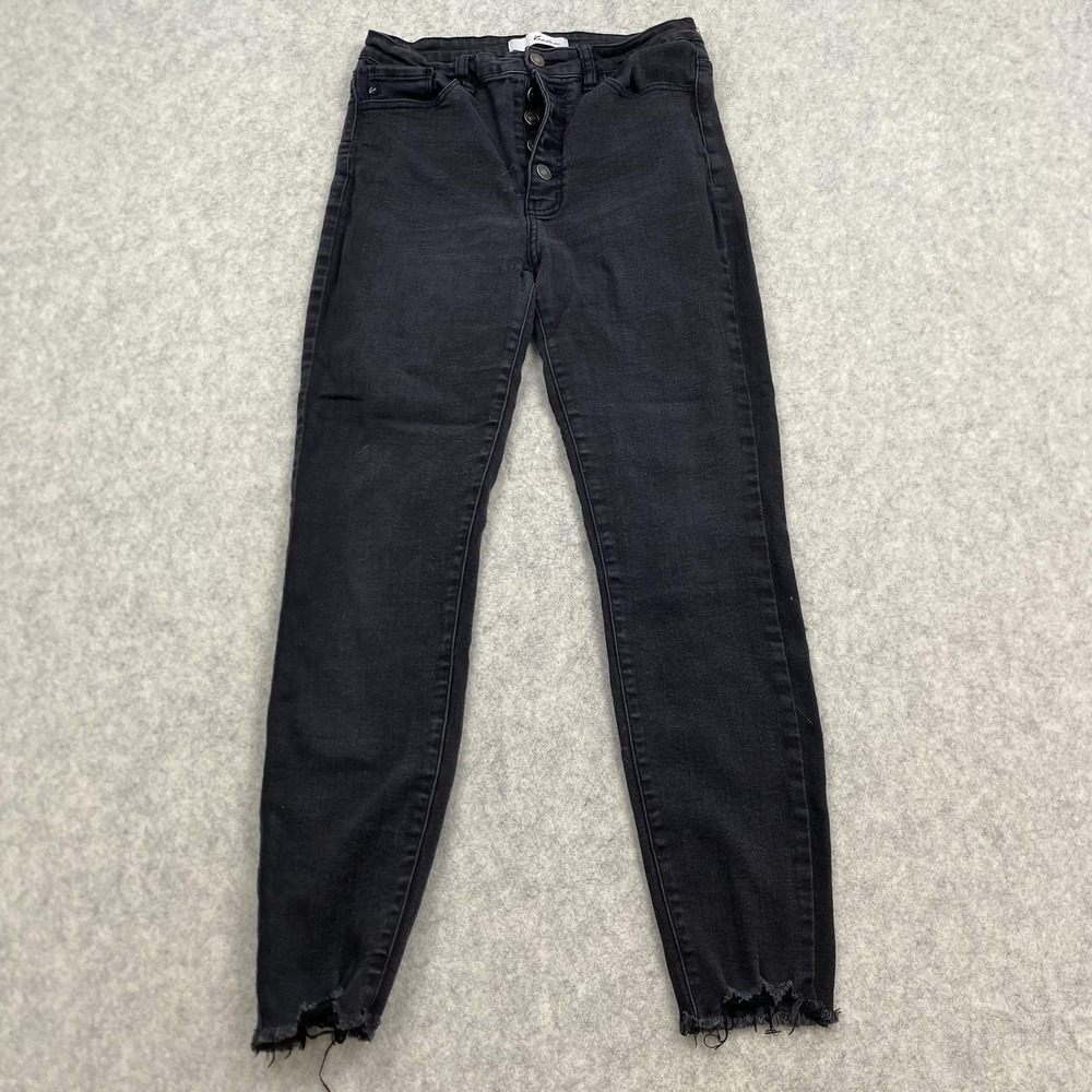 KanCan Skinny Jeans Juniors 9/28 (27x26) Charcoal High Rise Raw Hem Stretch